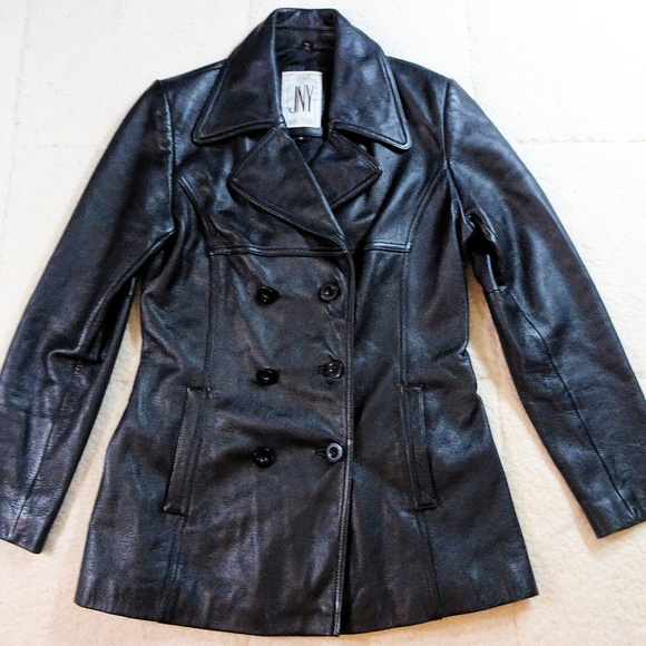 Jones New York Jackets & Blazers - Jones New York Black Leather Coat Small